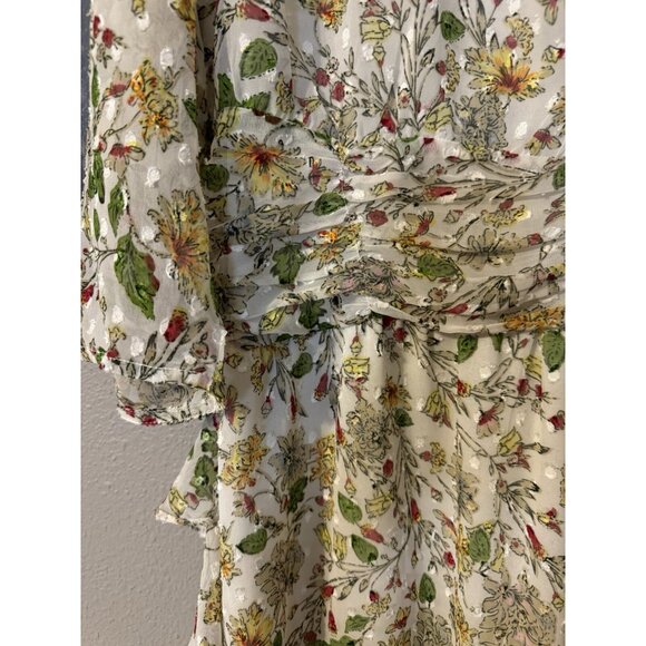 Walter Baker Dress 12 Flowy A Line V Neck Ruffled Flutter Romantic Floral NEW - Picture 2 of 16